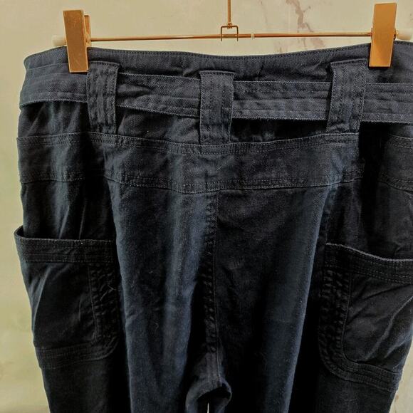 Anthropologie Pants Womens 27 Blue Linen Wide Leg High Rise Navy Tie Chambray - Picture 6 of 12